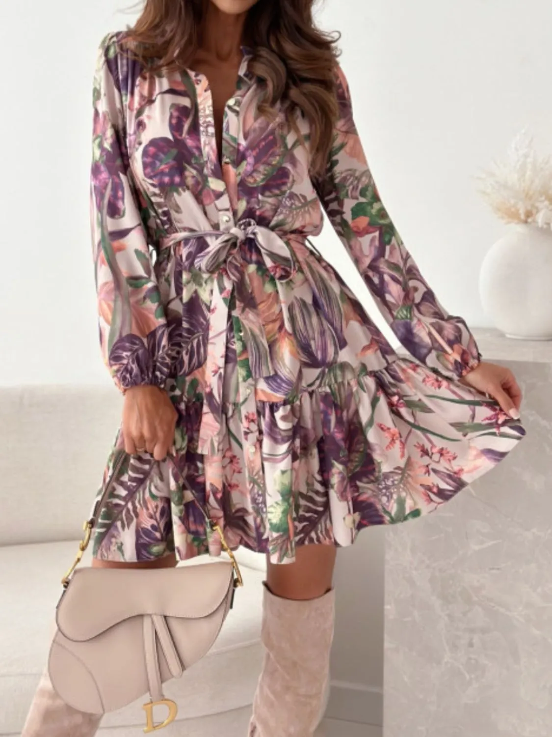 🌺 Ruffle Hem Floral Long Sleeve Dress 🌺