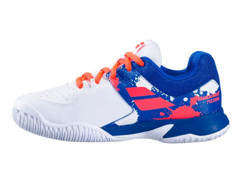 Babolat Kid's Pulsion Tennis Shoes In White/Dazzling Blue