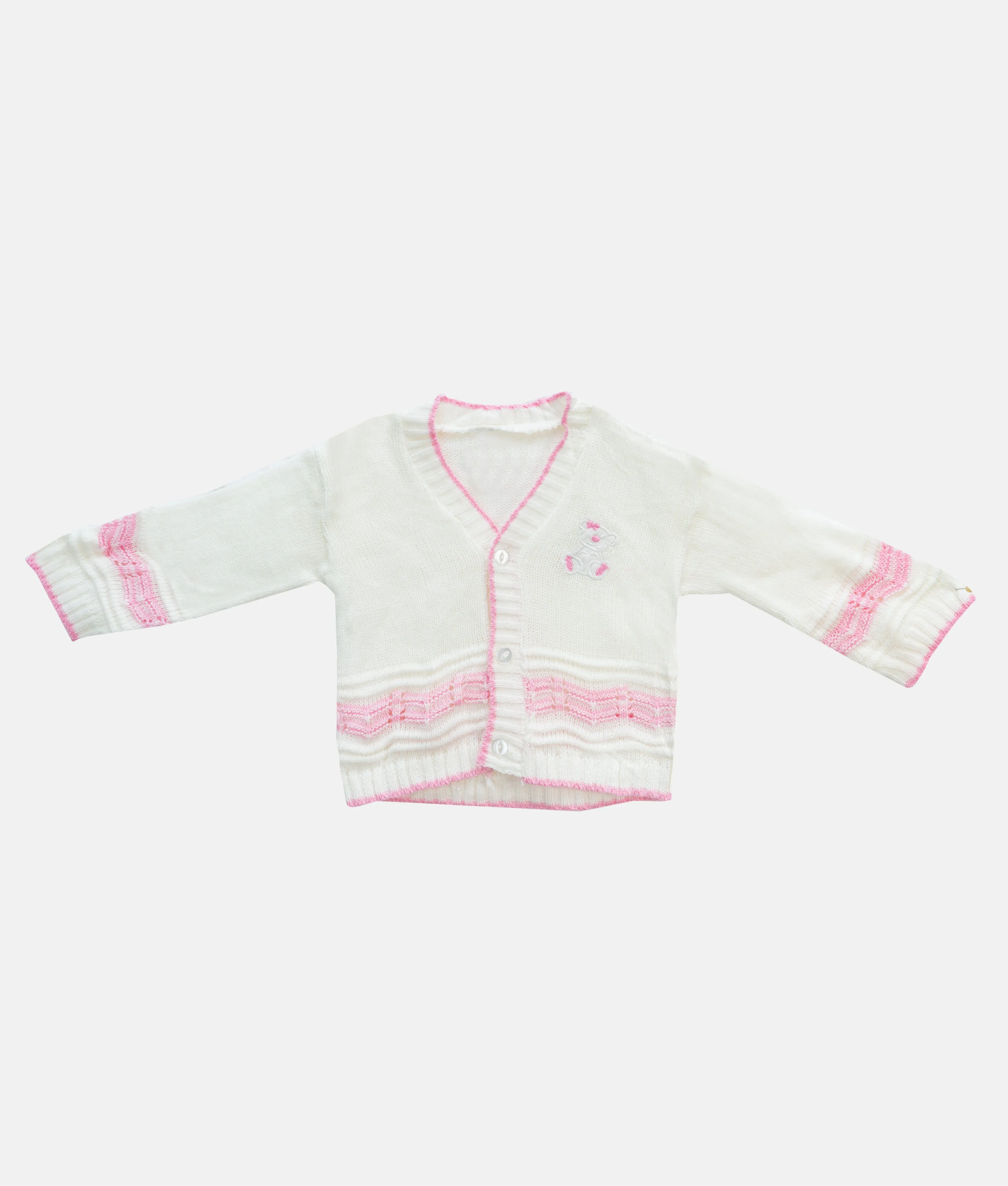 Baby Woolen 04pcs Set - White - Pink