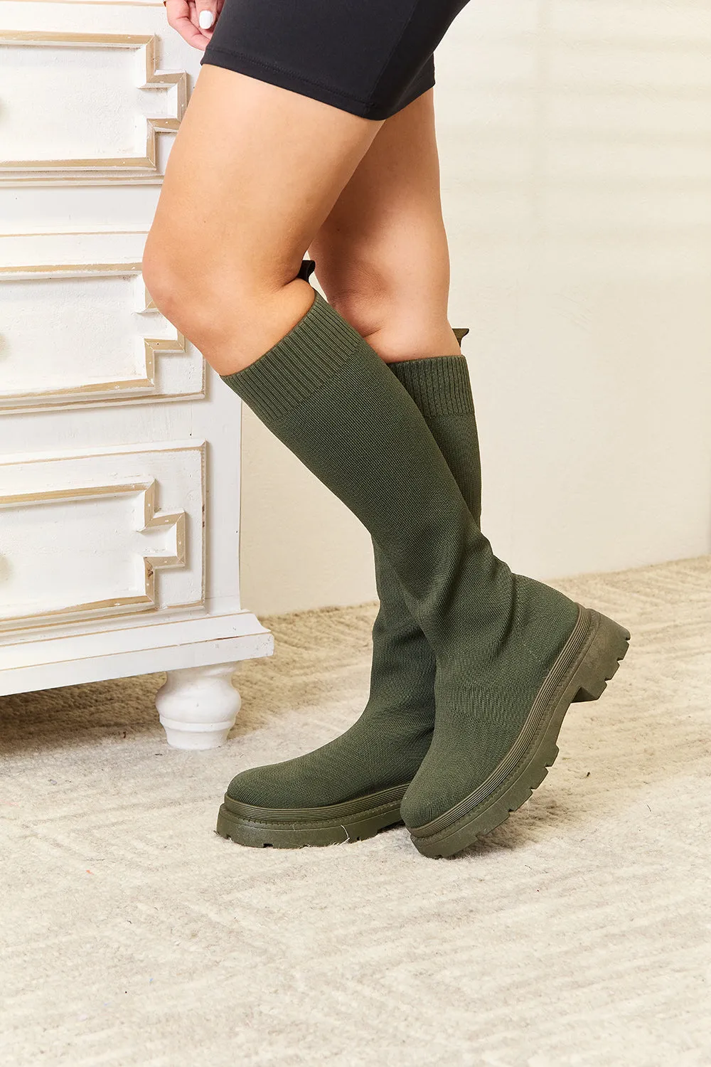 Dawn Knee High Platform Sock Boots