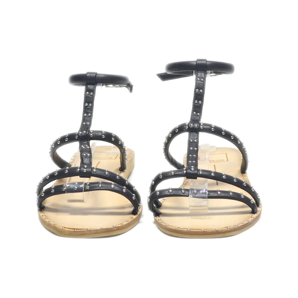 Dolce Vita Flat Sandals Leather Black Colour For Women