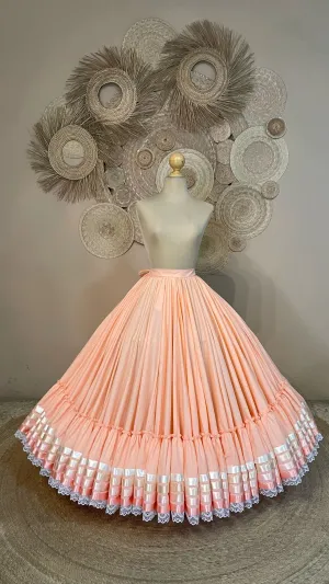Hoja de Maiz Doble Vuelo Folklórico Practice Skirt – Durazno