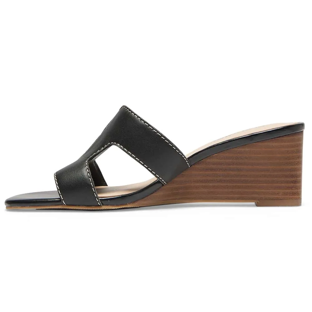 Jemima Wedge in Black Leather
