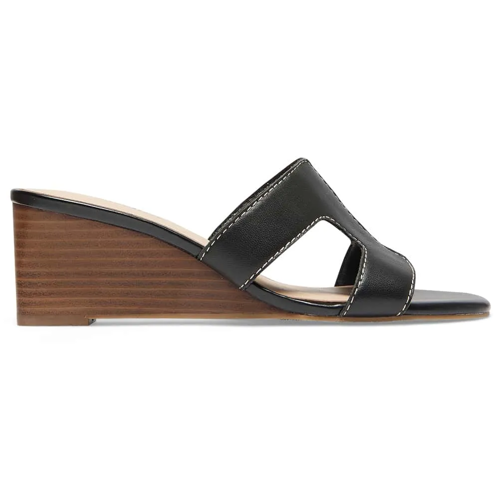 Jemima Wedge in Black Leather