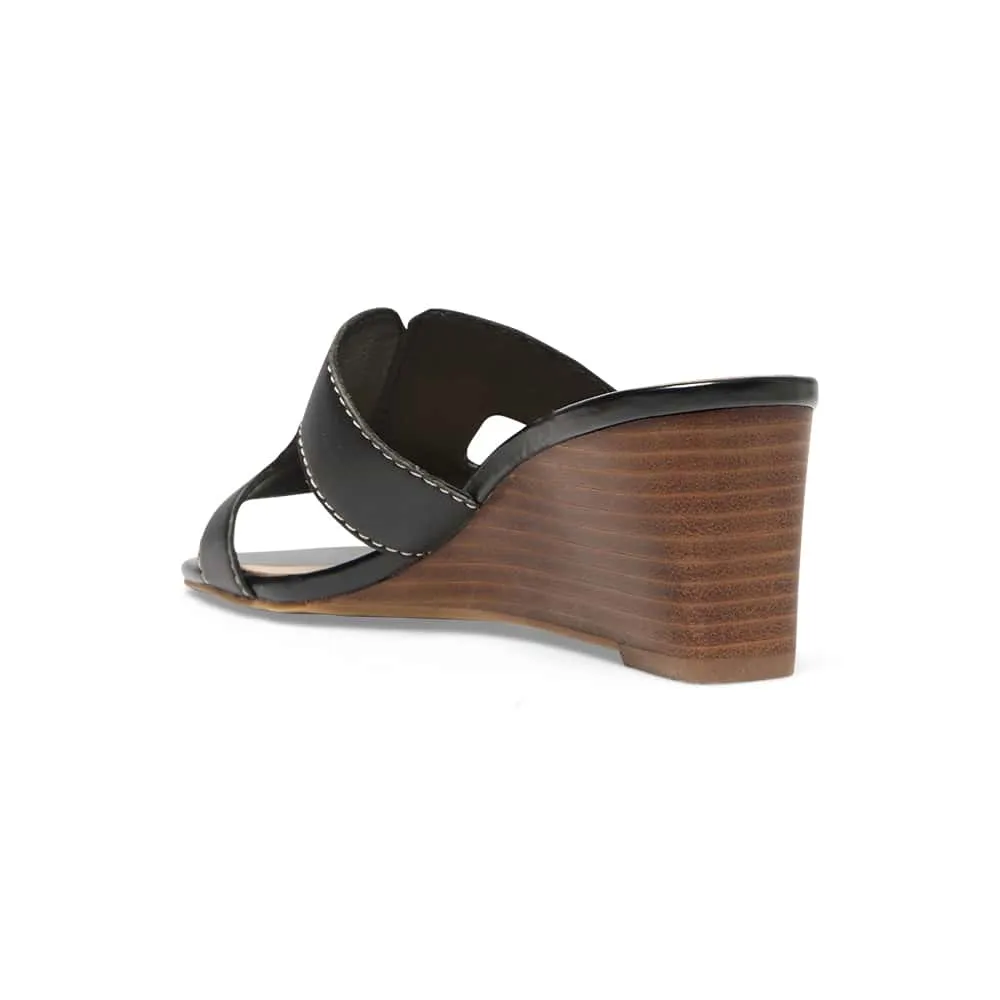 Jemima Wedge in Black Leather