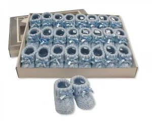Knitted Baby Booties With Bow- Sky (0-3 Months) Bss-116-354S