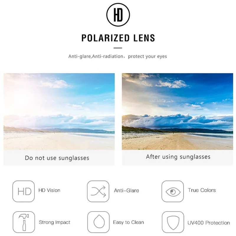 Luxury Polarized Sunglasses Men Women Fashion UV400 Square Male Sun Glasses Vintage Driving Fishing Eyeglasses Sport Shades