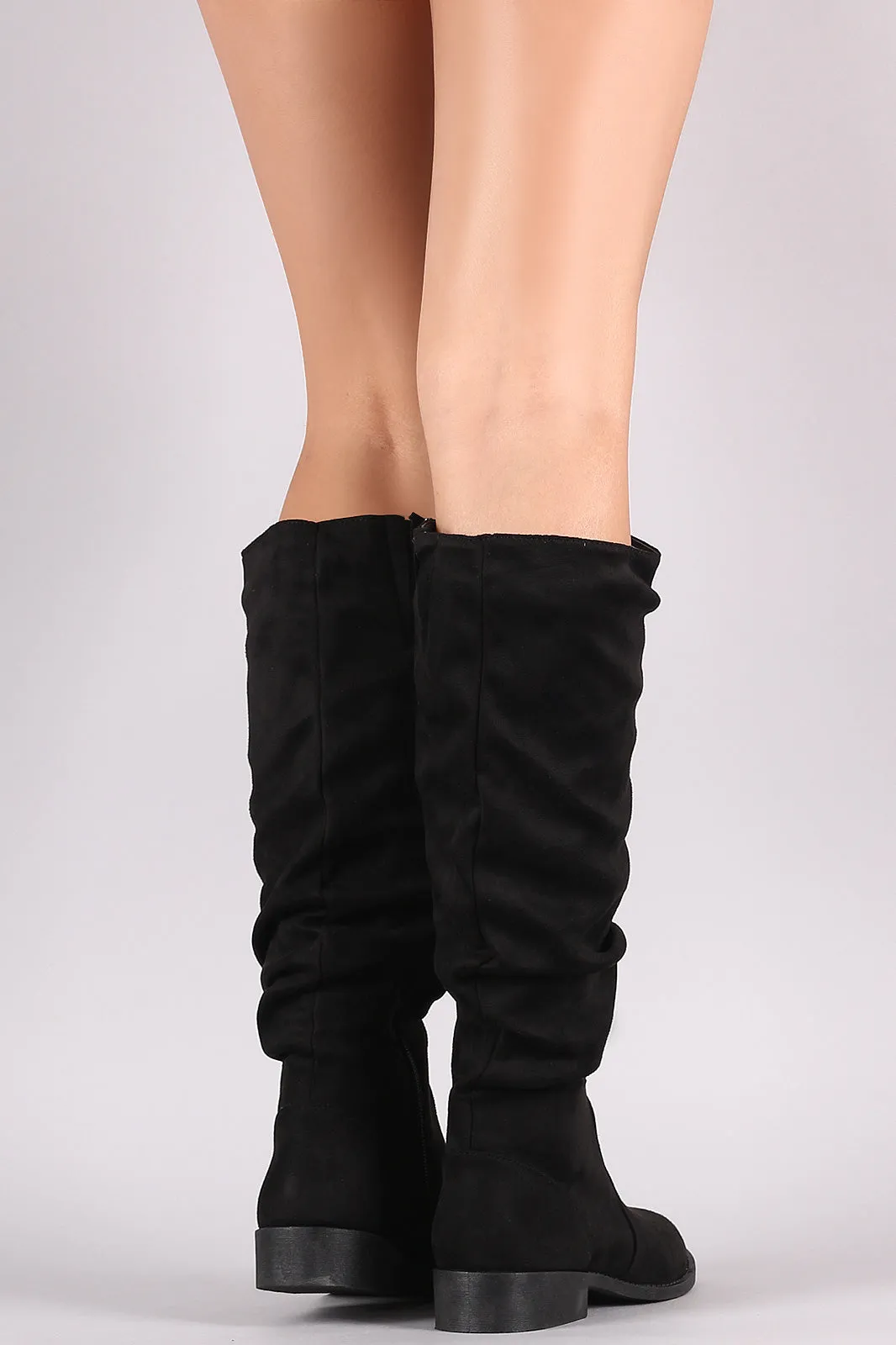 Qupid Slouchy Suede Leather Knee High Boots
