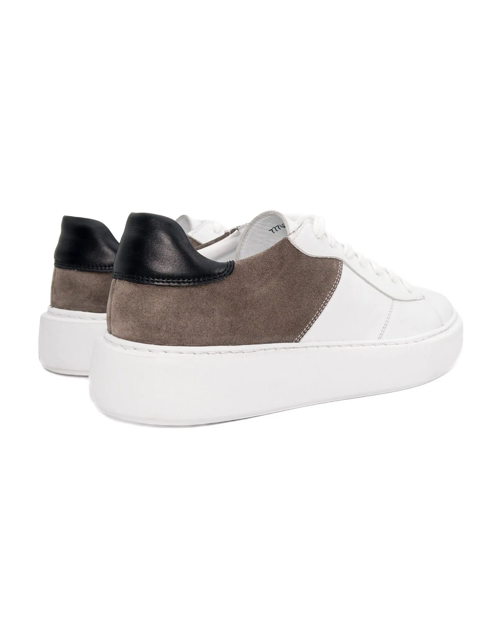 T-Panigale White Leather-Gray Suede-Black Leather Genuine Leather Sneaker for Men