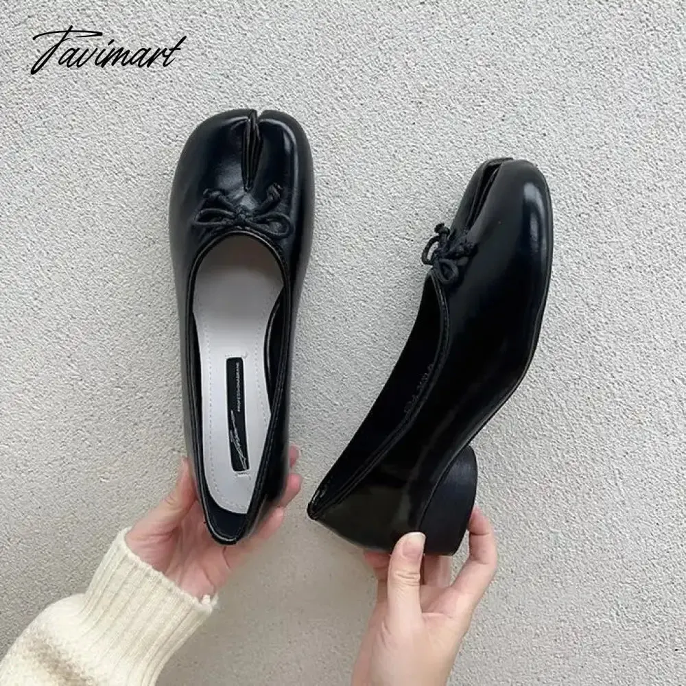 TAVIMART -  NEW Fashion Spring PU Tabi Ninja Moccasins Round Split Toe Shallow Women Single Shoes Slip on Female Casual Soft Loafers