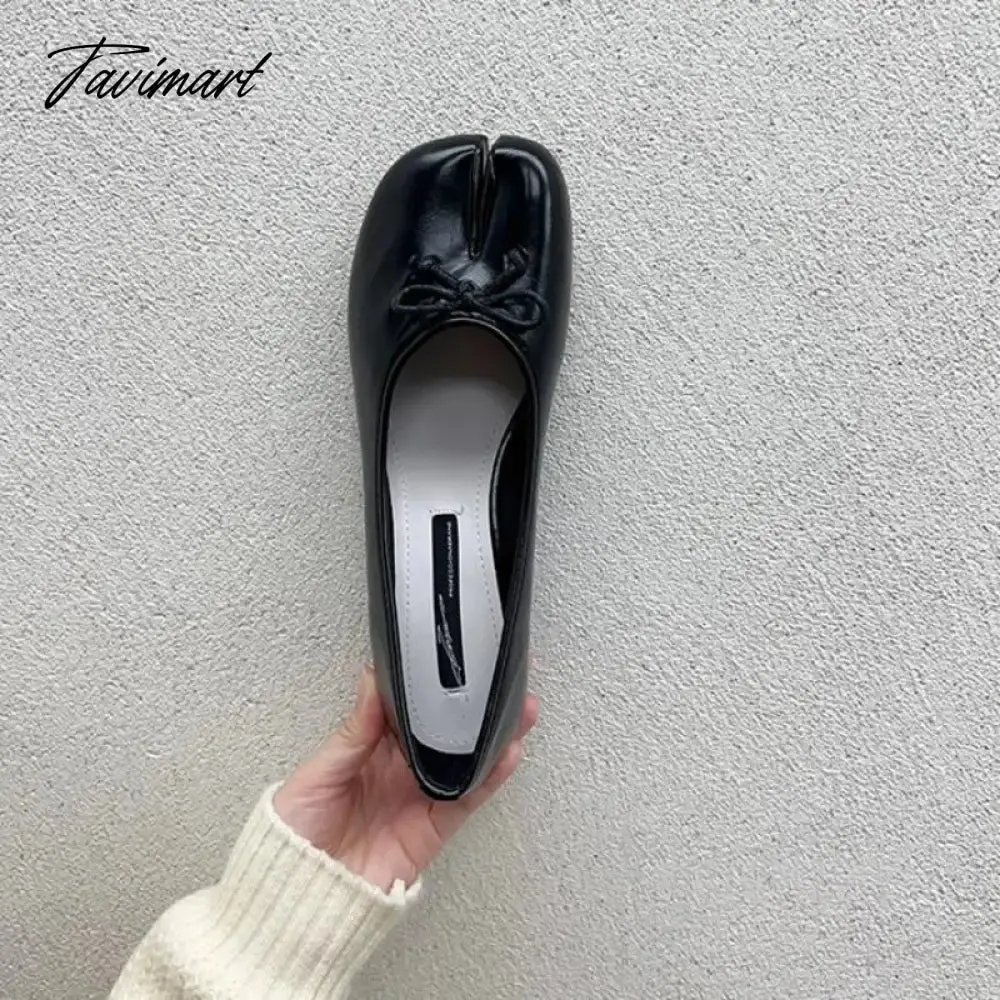 TAVIMART -  NEW Fashion Spring PU Tabi Ninja Moccasins Round Split Toe Shallow Women Single Shoes Slip on Female Casual Soft Loafers